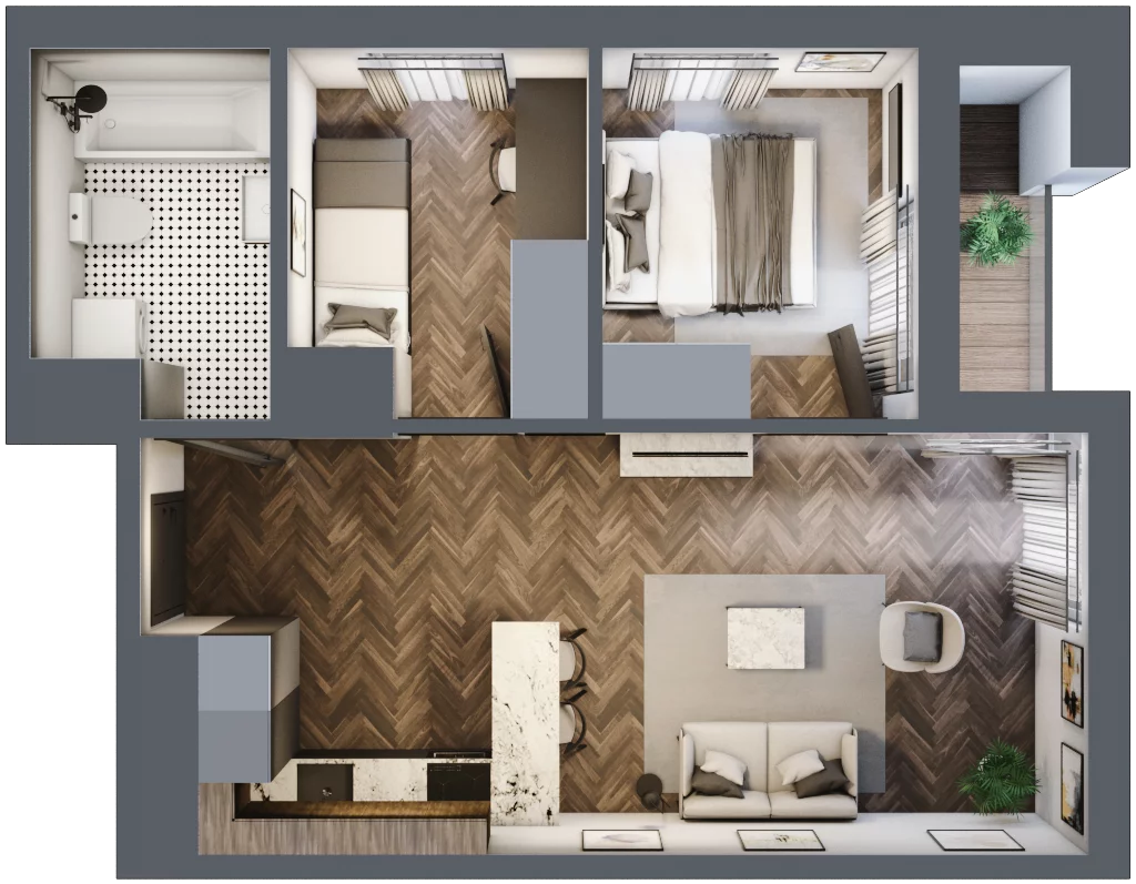 3 pokoje, mieszkanie 48,02 m², piętro 8, oferta nr M66, KrakoVska - Etap II, Rzeszów, Krakowska-Południe, ul. Krakowska 31