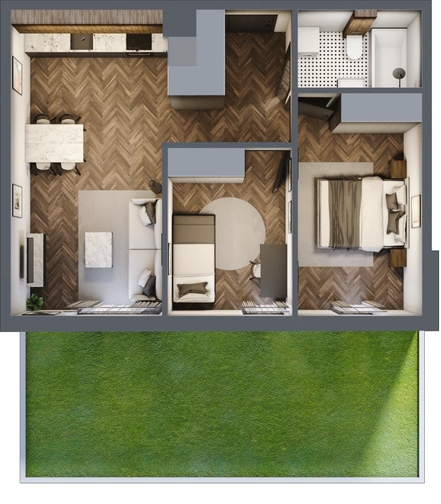 3 pokoje, mieszkanie 53,28 m², parter, oferta nr M1, Przemiarki 16, Kraków, Dębniki, Ruczaj, ul. Przemiarki 16