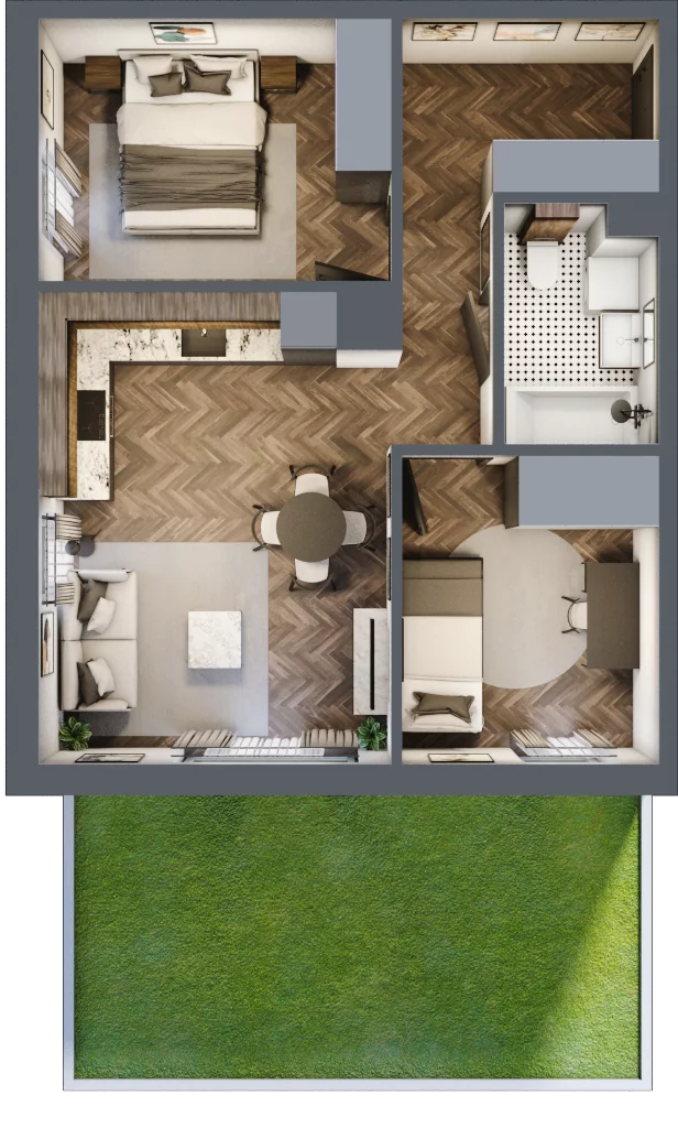 3 pokoje, mieszkanie 49,84 m², parter, oferta nr M2, Przemiarki 16, Kraków, Dębniki, Ruczaj, ul. Przemiarki 16