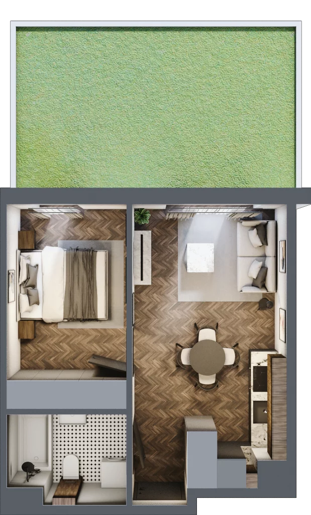 2 pokoje, mieszkanie 33,75 m², parter, oferta nr M4, Przemiarki 16, Kraków, Dębniki, Ruczaj, ul. Przemiarki 16