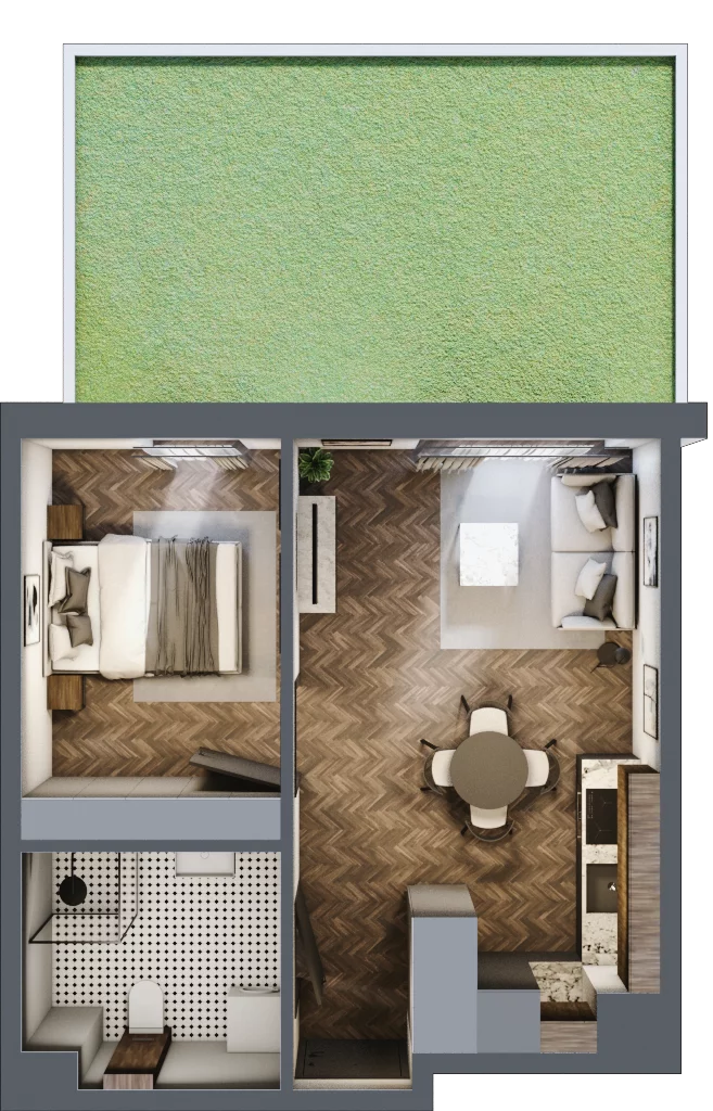 2 pokoje, mieszkanie 35,59 m², parter, oferta nr M5, Przemiarki 16, Kraków, Dębniki, Ruczaj, ul. Przemiarki 16