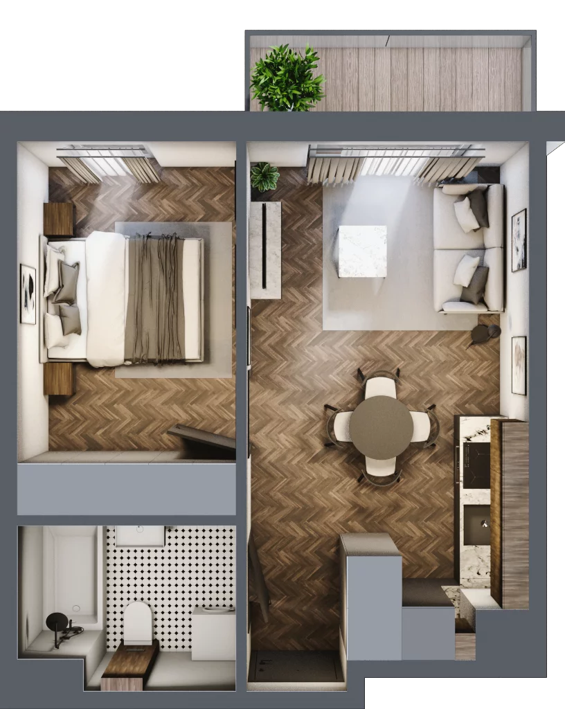 2 pokoje, mieszkanie 33,75 m², piętro 3, oferta nr M22, Przemiarki 16, Kraków, Dębniki, Ruczaj, ul. Przemiarki 16