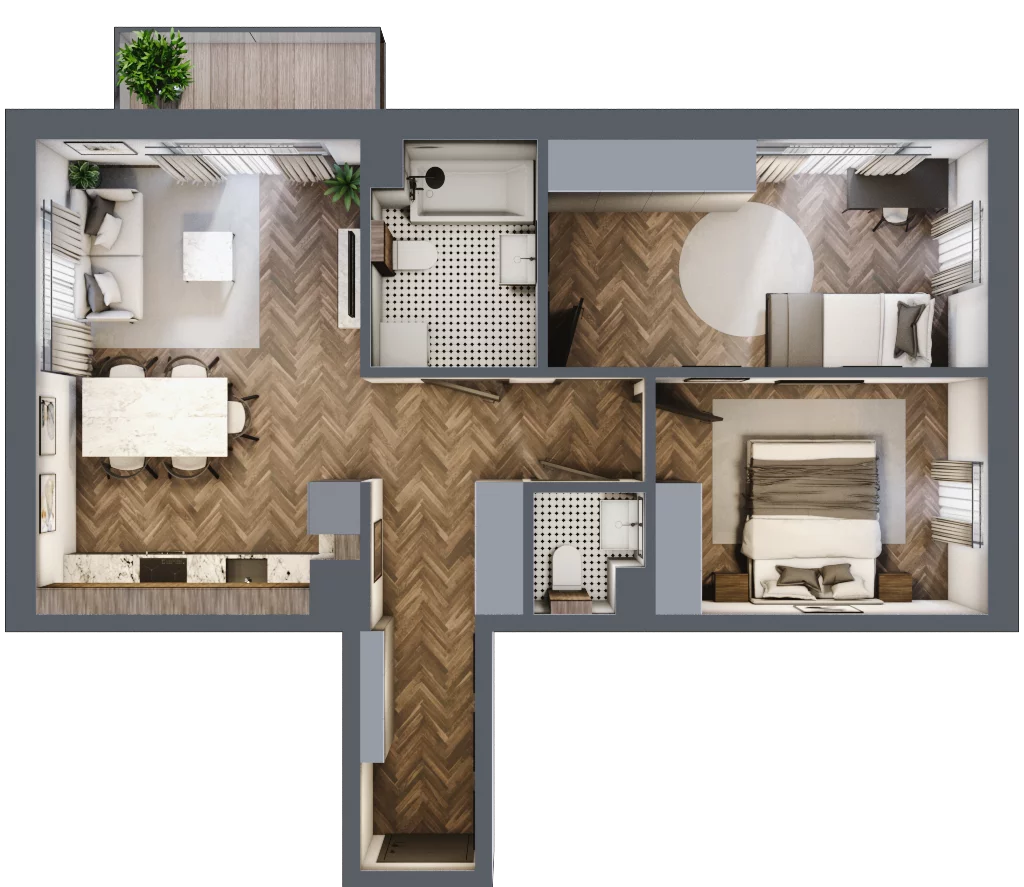 3 pokoje, mieszkanie 59,70 m², piętro 1, oferta nr M34, Przemiarki 16, Kraków, Dębniki, Ruczaj, ul. Przemiarki 16