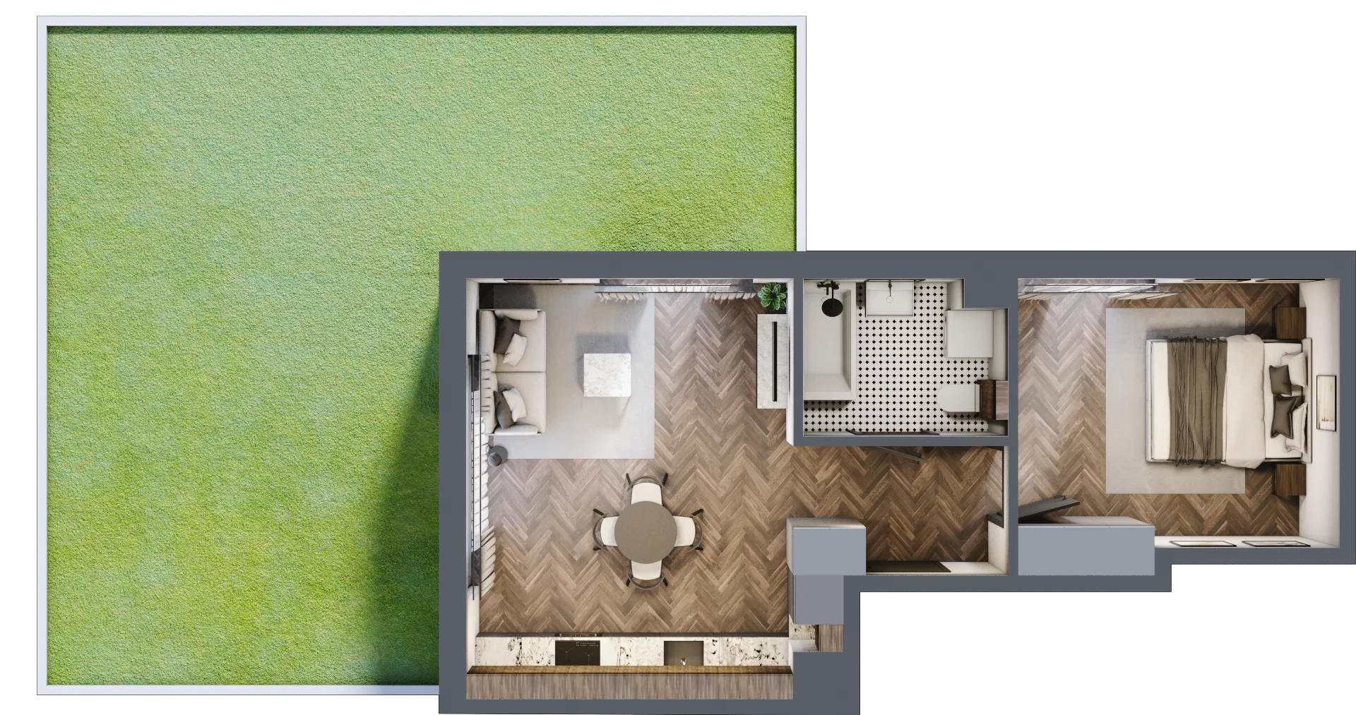 2 pokoje, mieszkanie 42,80 m², parter, oferta nr M70, Przemiarki 16, Kraków, Dębniki, Ruczaj, ul. Przemiarki 16