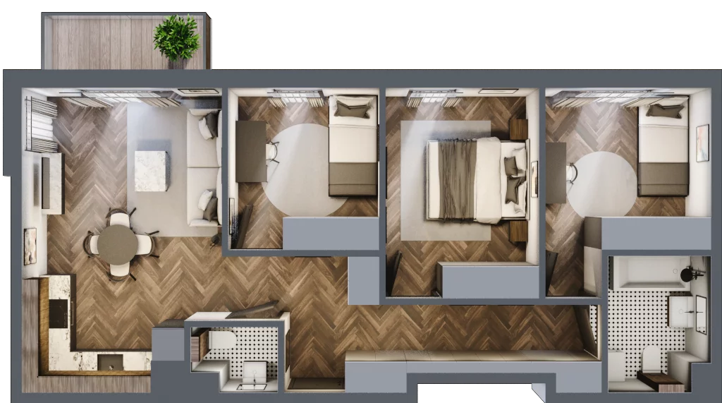 4 pokoje, mieszkanie 66,01 m², piętro 2, oferta nr M87, Przemiarki 16, Kraków, Dębniki, Ruczaj, ul. Przemiarki 16