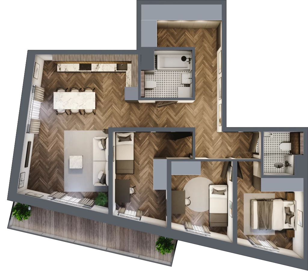 4 pokoje, mieszkanie 84,78 m², piętro 1, oferta nr M2, Bluszcz Apartamenty, Kraków, Podgórze,  ul. Goszczyńskiego