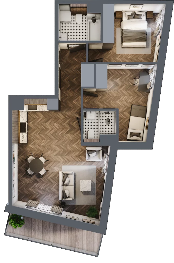 3 pokoje, mieszkanie 60,65 m², piętro 1, oferta nr M5, Bluszcz Apartamenty, Kraków, Podgórze,  ul. Goszczyńskiego