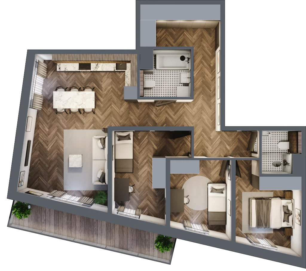 4 pokoje, mieszkanie 84,78 m², piętro 2, oferta nr M6, Bluszcz Apartamenty, Kraków, Podgórze,  ul. Goszczyńskiego