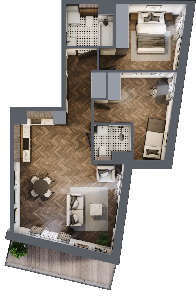 3 pokoje, mieszkanie 60,65 m², piętro 4, oferta nr M17, Bluszcz Apartamenty, Kraków, Podgórze,  ul. Goszczyńskiego