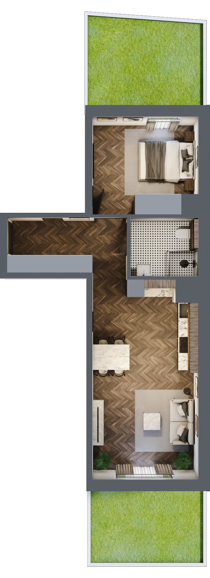 2 pokoje, mieszkanie 49,20 m², parter, oferta nr M22, Bluszcz Apartamenty, Kraków, Podgórze,  ul. Goszczyńskiego