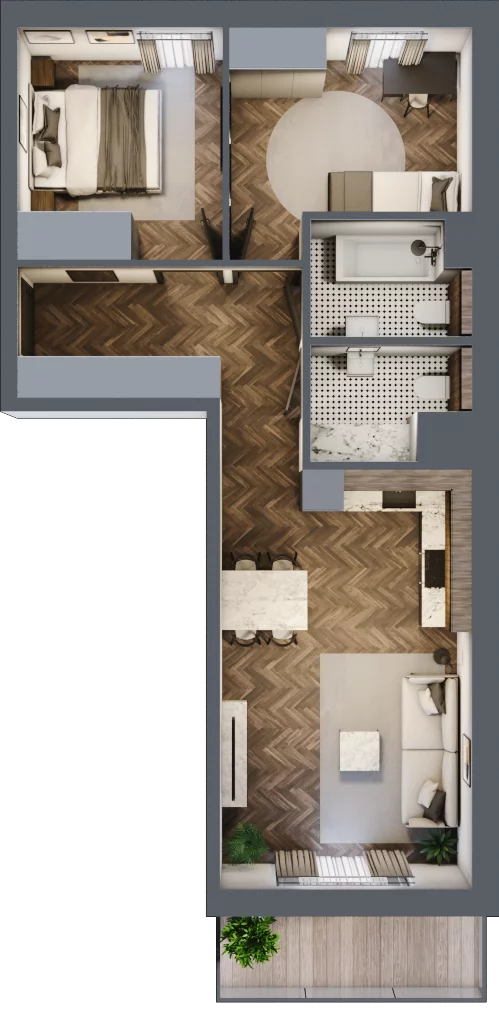 3 pokoje, mieszkanie 58,63 m², piętro 1, oferta nr M25, Bluszcz Apartamenty, Kraków, Podgórze,  ul. Goszczyńskiego