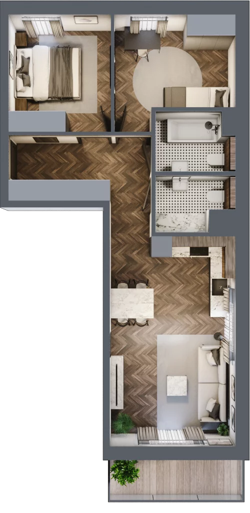 3 pokoje, mieszkanie 58,63 m², piętro 1, oferta nr M46, Bluszcz Apartamenty, Kraków, Podgórze,  ul. Goszczyńskiego