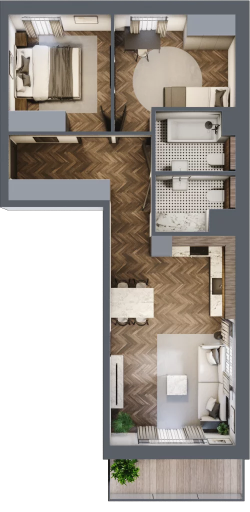 3 pokoje, mieszkanie 58,63 m², piętro 2, oferta nr M50, Bluszcz Apartamenty, Kraków, Podgórze,  ul. Goszczyńskiego