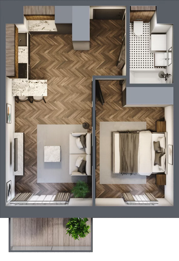 2 pokoje, mieszkanie 37,99 m², piętro 3, oferta nr M56, Bluszcz Apartamenty, Kraków, Podgórze,  ul. Goszczyńskiego