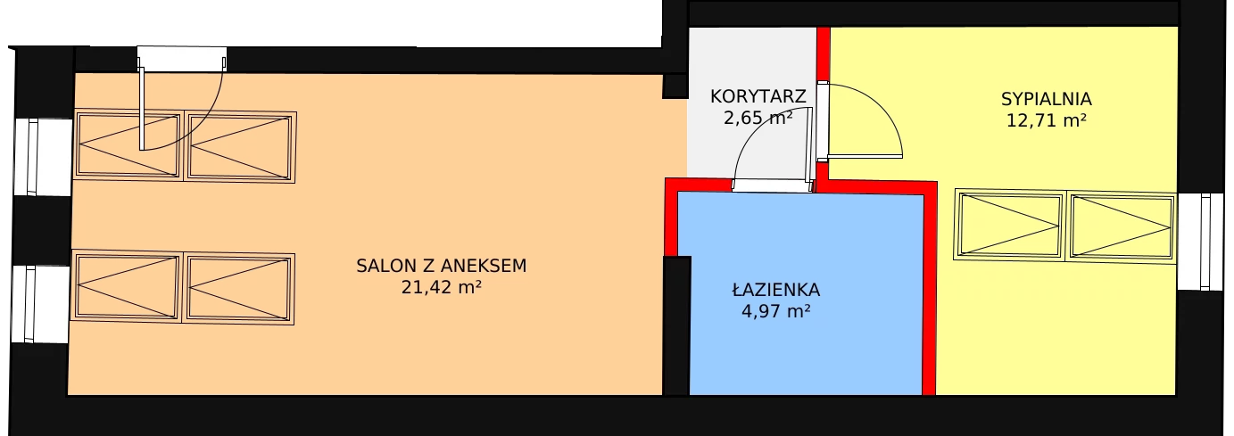 Mieszkanie 42,02 m², piętro 3, oferta nr 17, Kalwaryjska 70, Kraków, Podgórze, ul. Kalwaryjska / Śliska