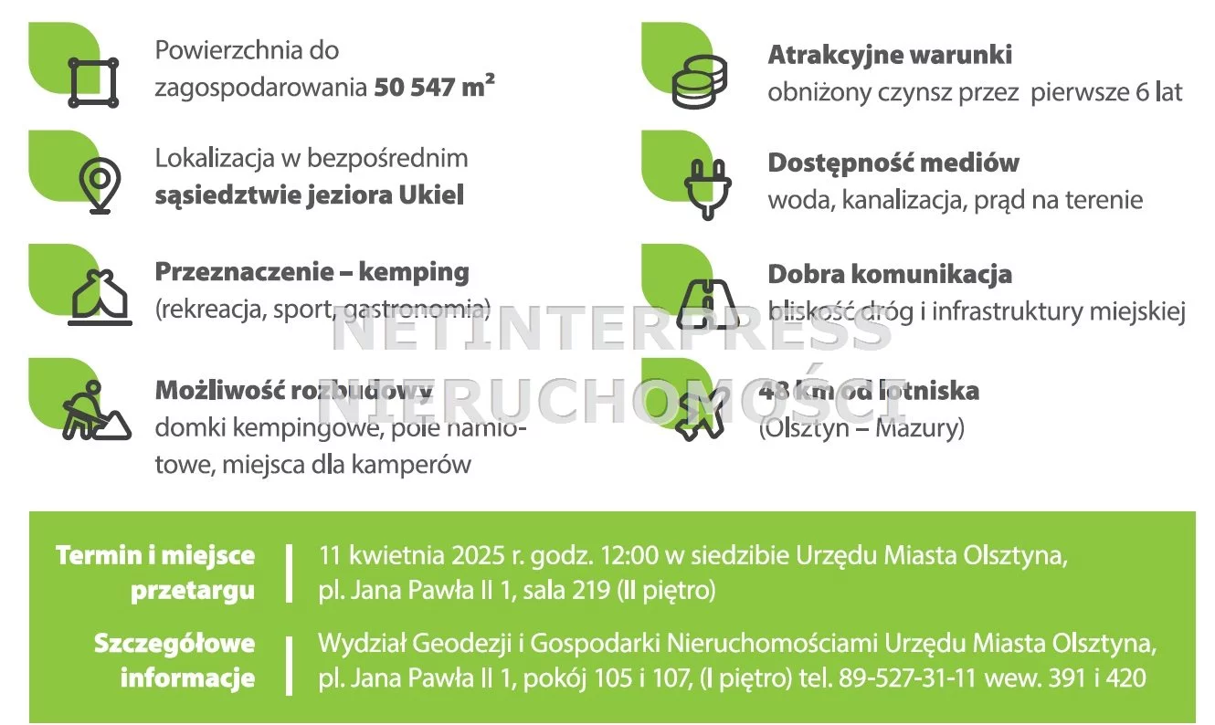 Działka 50 547,00 m², oferta nr , NET-GW-1747, Olsztyn