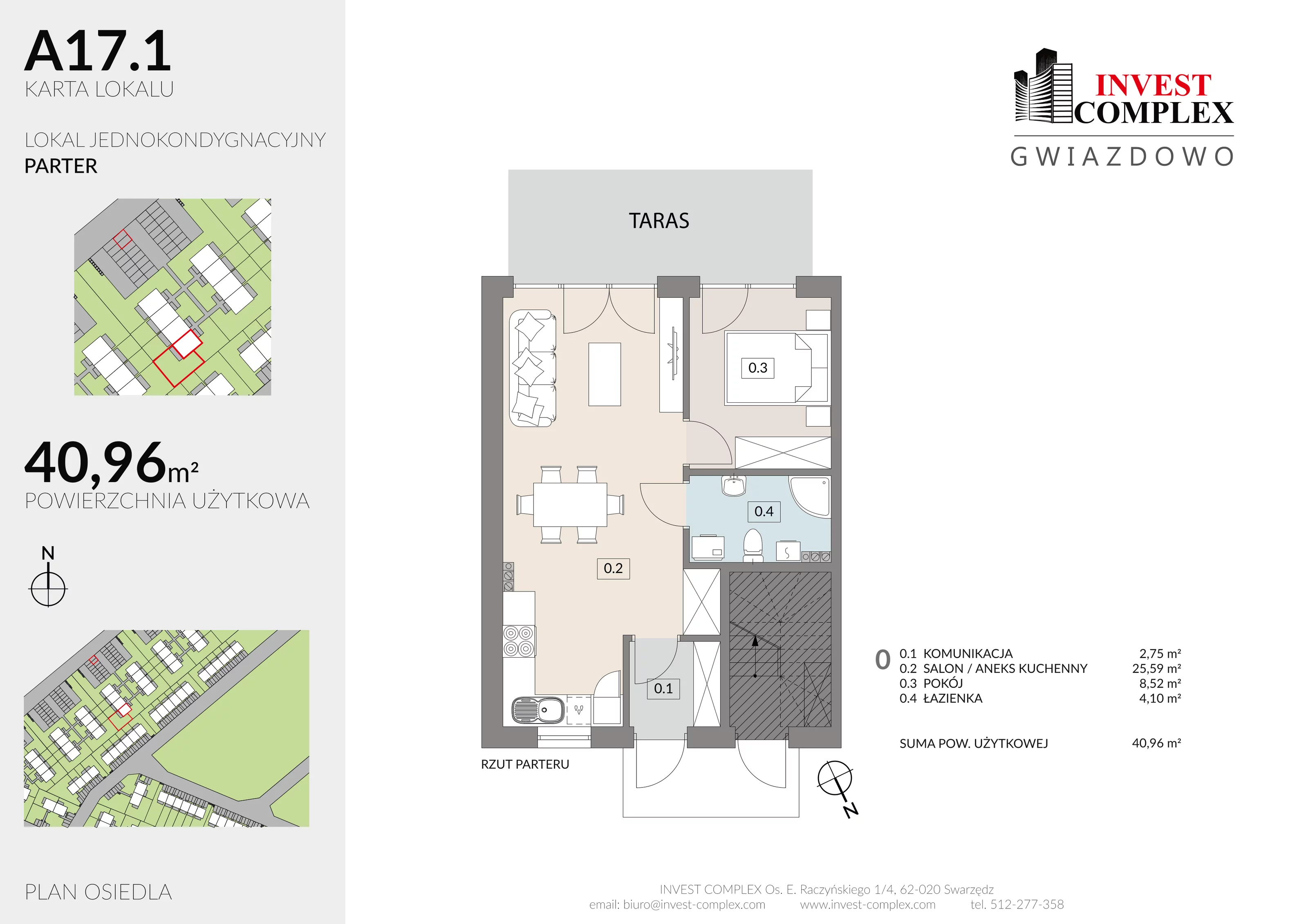 Mieszkanie 40,96 m², parter, oferta nr A17/1, Osiedle Gwiazdowo, Gwiazdowo, ul. Półwiejska