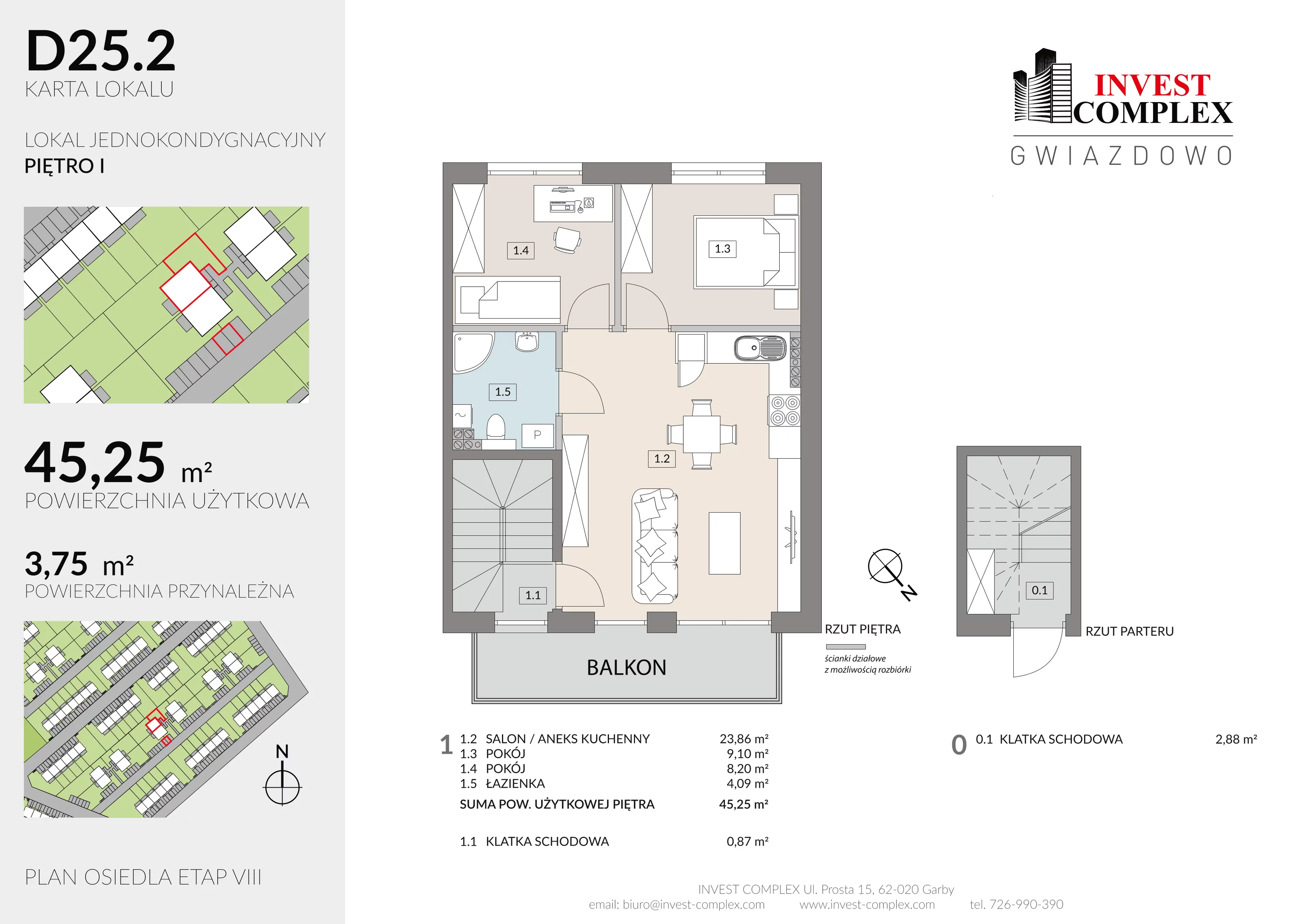 3 pokoje, mieszkanie 49,00 m², parter, oferta nr D25/2, Osiedle Gwiazdowo, Gwiazdowo, ul. Półwiejska