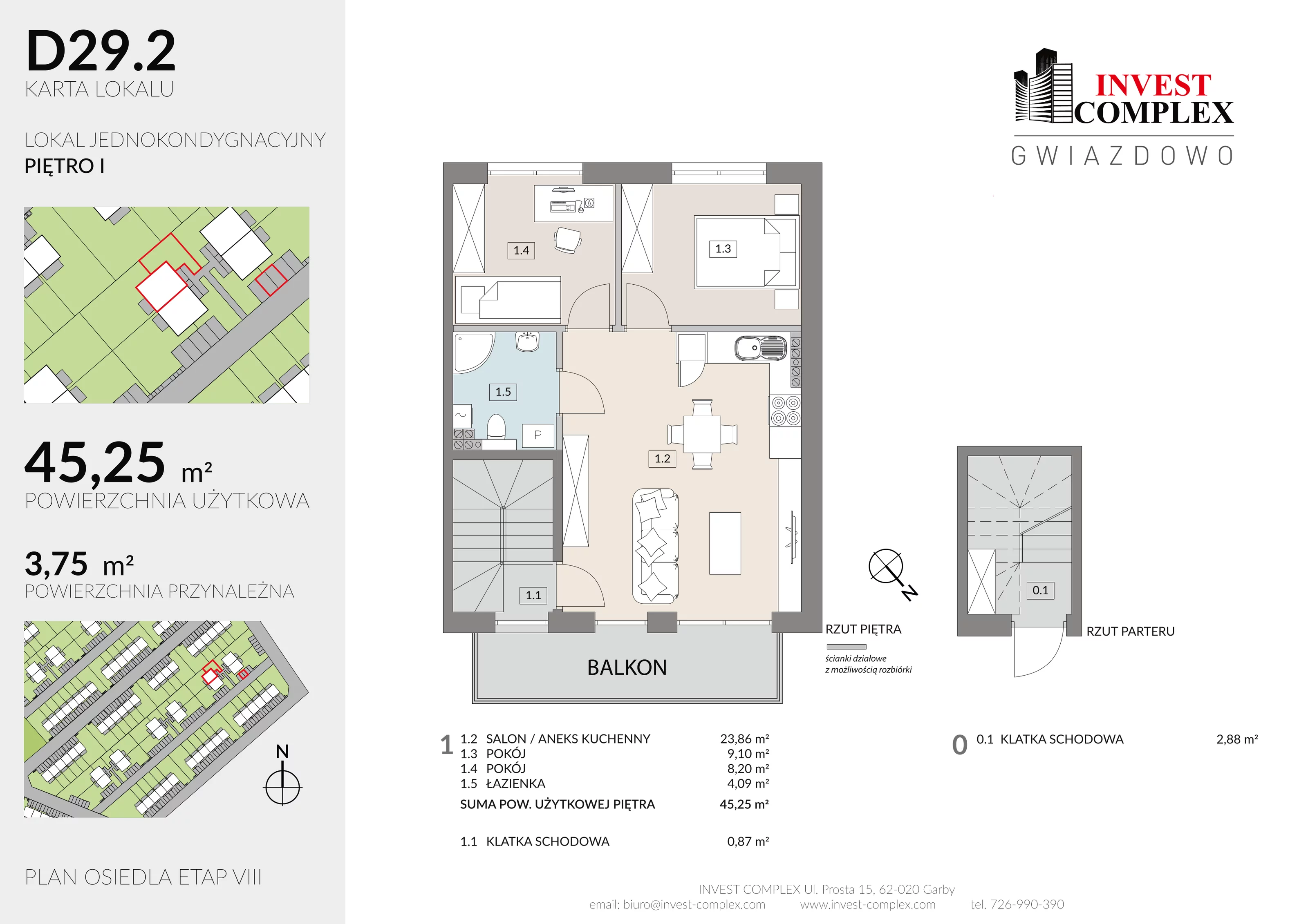 3 pokoje, mieszkanie 49,00 m², parter, oferta nr D29/2, Osiedle Gwiazdowo, Gwiazdowo, ul. Półwiejska