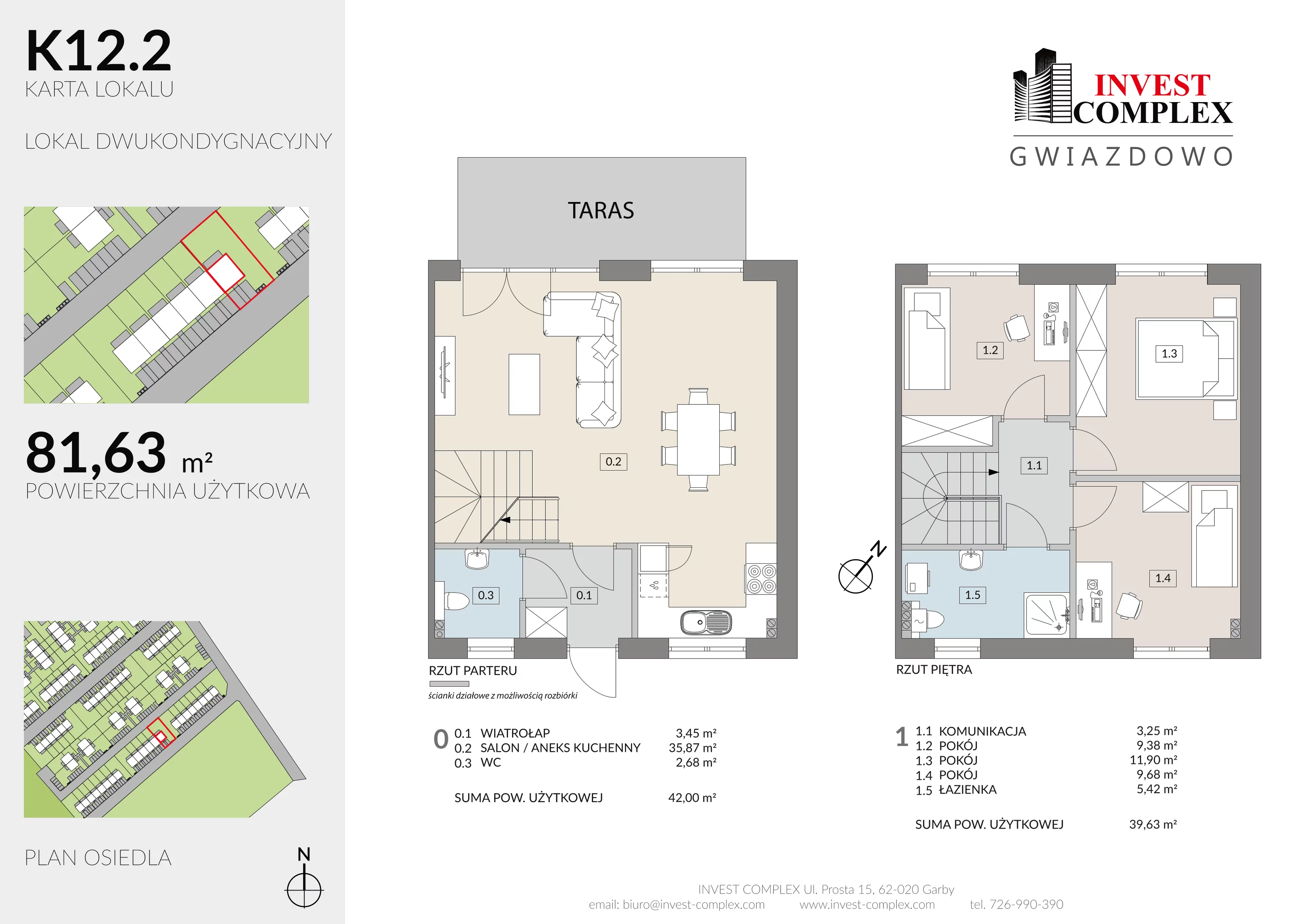 4 pokoje, mieszkanie 81,63 m², parter, oferta nr K12/2, Osiedle Gwiazdowo, Gwiazdowo, ul. Półwiejska