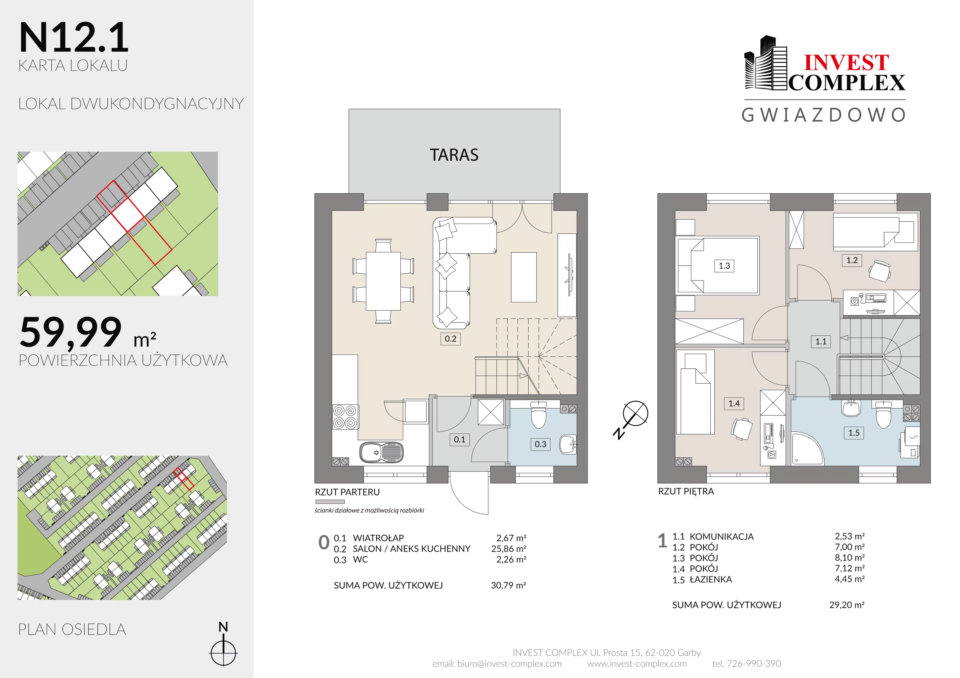 4 pokoje, mieszkanie 59,99 m², parter, oferta nr N12/1, Osiedle Gwiazdowo, Gwiazdowo, ul. Półwiejska