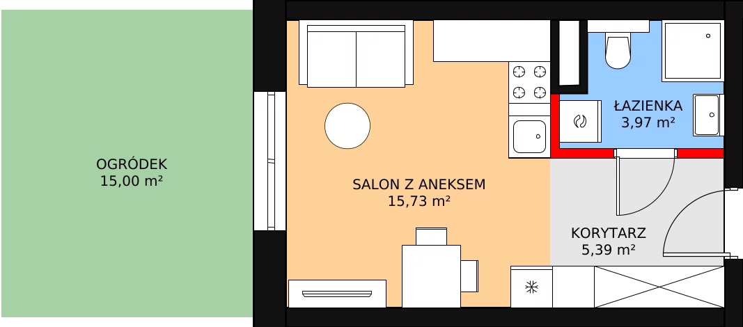 Mieszkanie 25,09 m², parter, oferta nr M04, Na Miasteczku, Poznań, Rataje, Rataje, ul. Na Miasteczku 3