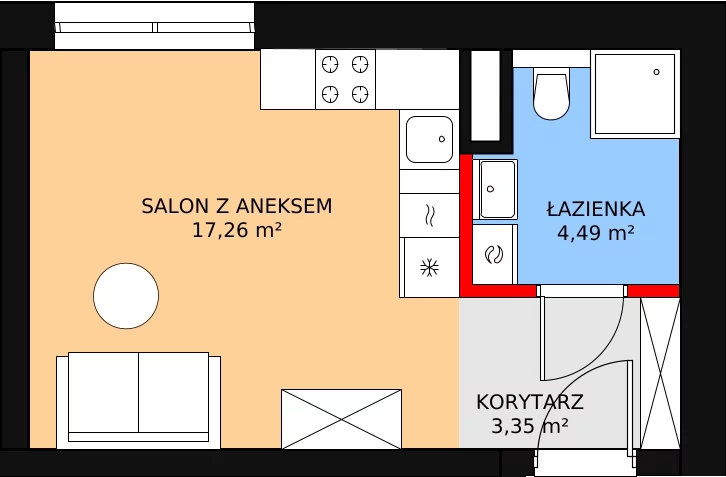 1 pokój, mieszkanie 25,10 m², parter, oferta nr M08, Na Miasteczku, Poznań, Rataje, Rataje, ul. Na Miasteczku 3