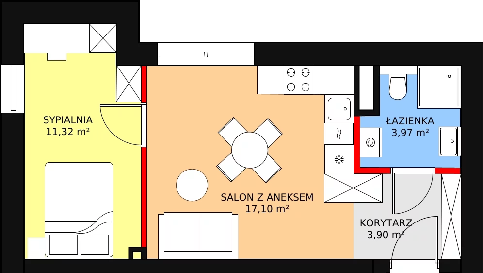 Mieszkanie 36,29 m², piętro 1, oferta nr M17, Na Miasteczku, Poznań, Rataje, Rataje, ul. Na Miasteczku 3