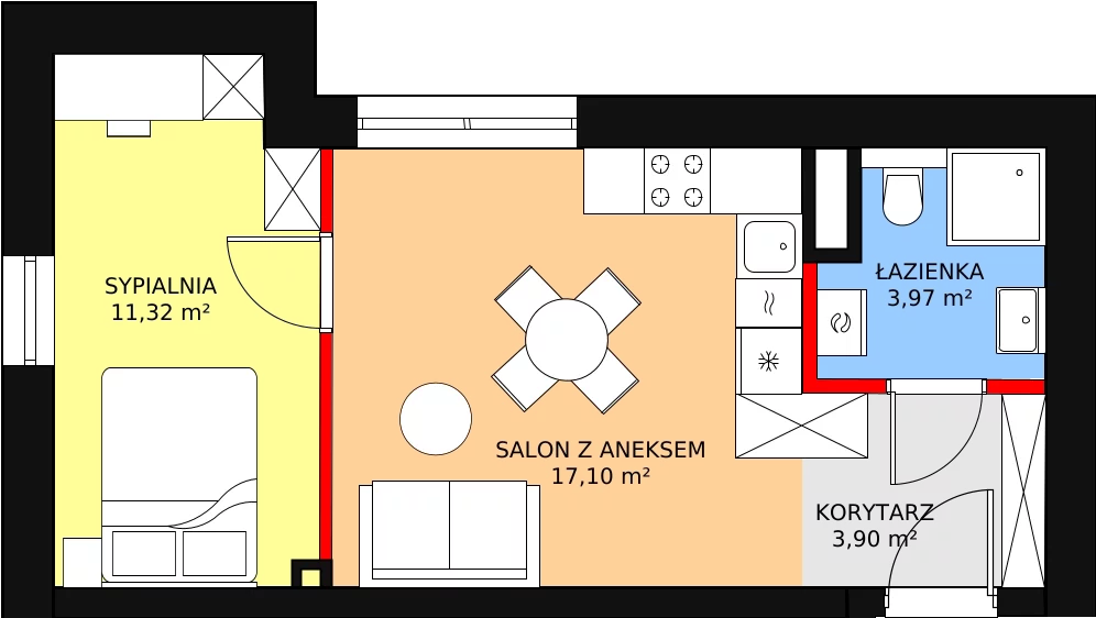 Mieszkanie 36,29 m², piętro 2, oferta nr M26, Na Miasteczku, Poznań, Rataje, Rataje, ul. Na Miasteczku 3