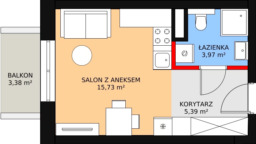 Mieszkanie 25,09 m², piętro 3, oferta nr M29, Na Miasteczku, Poznań, Rataje, Rataje, ul. Na Miasteczku 3