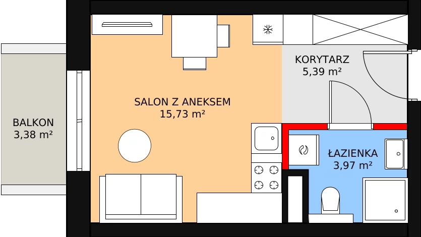 Mieszkanie 25,09 m², piętro 3, oferta nr M30, Na Miasteczku, Poznań, Rataje, Rataje, ul. Na Miasteczku 3