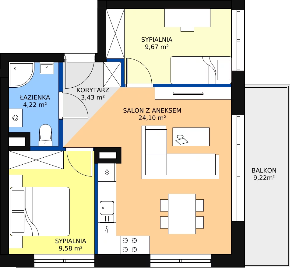3 pokoje, mieszkanie 51,00 m², piętro 1, oferta nr A/M07, Fuelda, Poznań, Umultowo, Umultowo, ul. Maków Polnych 9