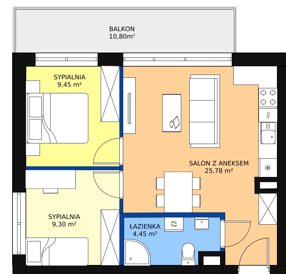 3 pokoje, mieszkanie 49,28 m², piętro 1, oferta nr A/M09, Fuelda, Poznań, Umultowo, Umultowo, ul. Maków Polnych 9