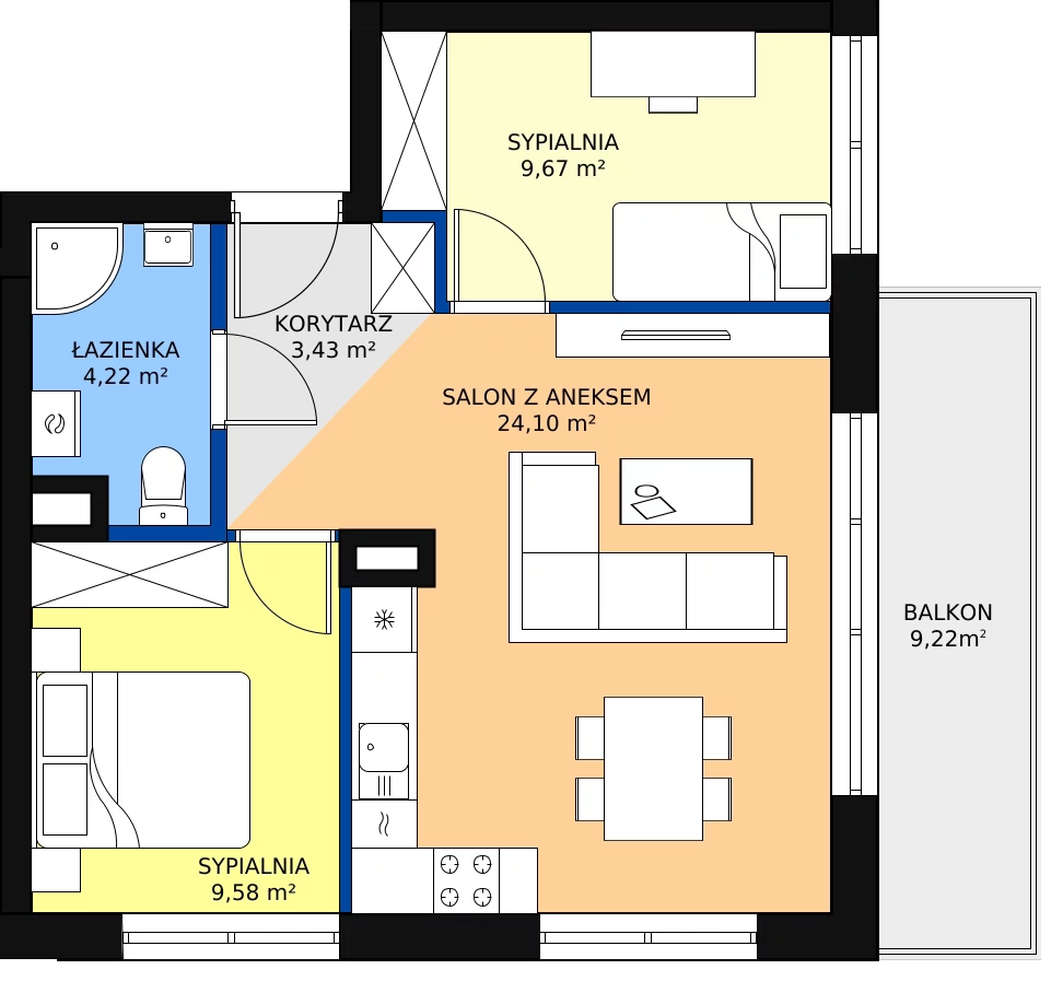 Zalety mieszkania 51 m², A/M12