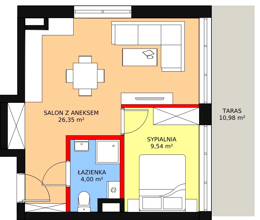 Mieszkanie 39,89 m², parter, oferta nr B1/M01, Fuelda, Poznań, Umultowo, Umultowo, ul. Maków Polnych 9