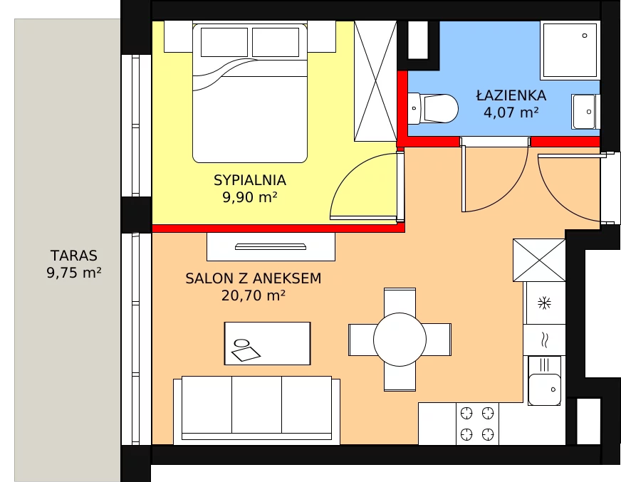 Mieszkanie 34,67 m², parter, oferta nr B1/M03, Fuelda, Poznań, Umultowo, Umultowo, ul. Maków Polnych 9