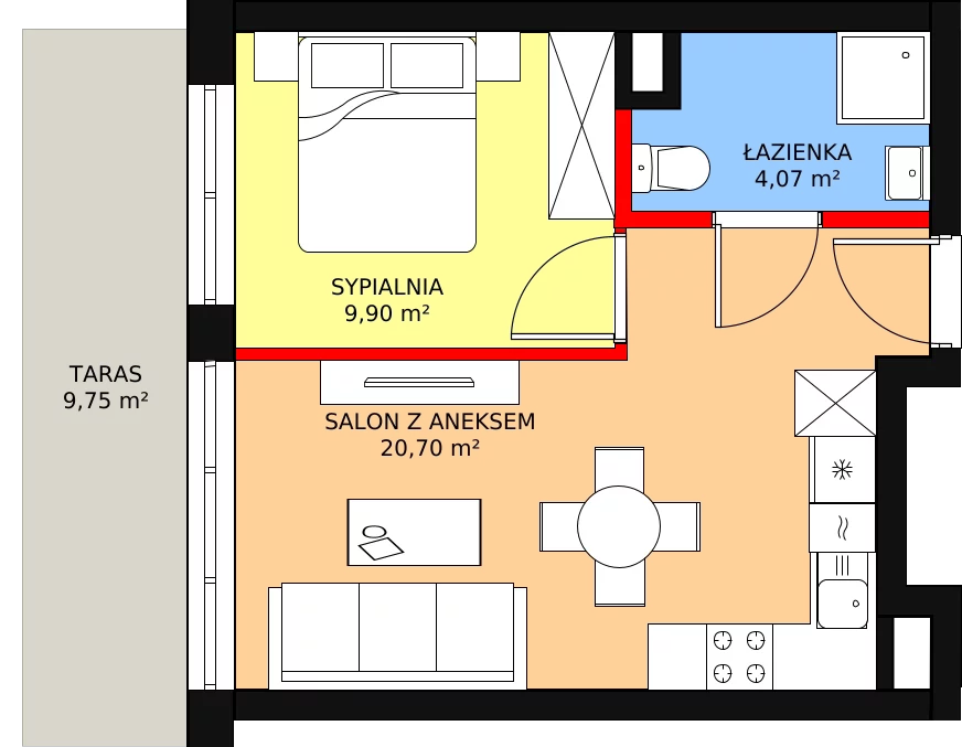 Mieszkanie 34,67 m², parter, oferta nr B2/M03, Fuelda, Poznań, Umultowo, Umultowo, ul. Maków Polnych 9