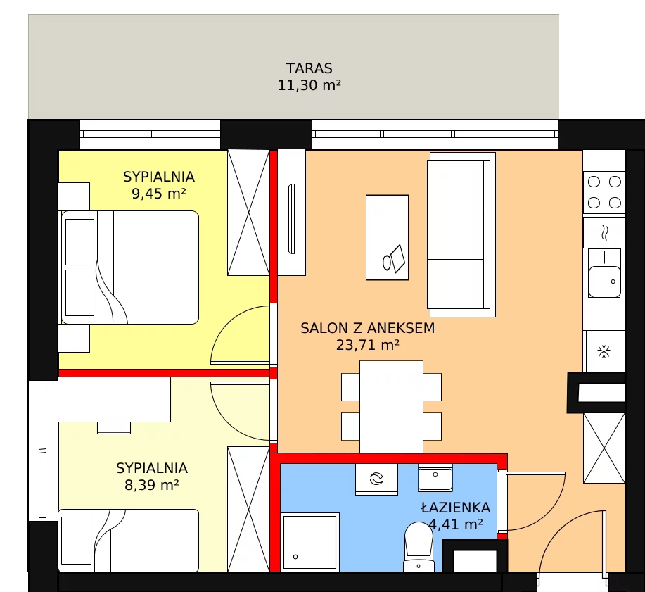 Mieszkanie 45,96 m², parter, oferta nr B2/M04, Fuelda, Poznań, Umultowo, Umultowo, ul. Maków Polnych 9