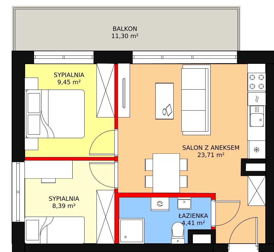 Mieszkanie 45,96 m², piętro 2, oferta nr C/M14, Fuelda, Poznań, Umultowo, Umultowo, ul. Maków Polnych 9