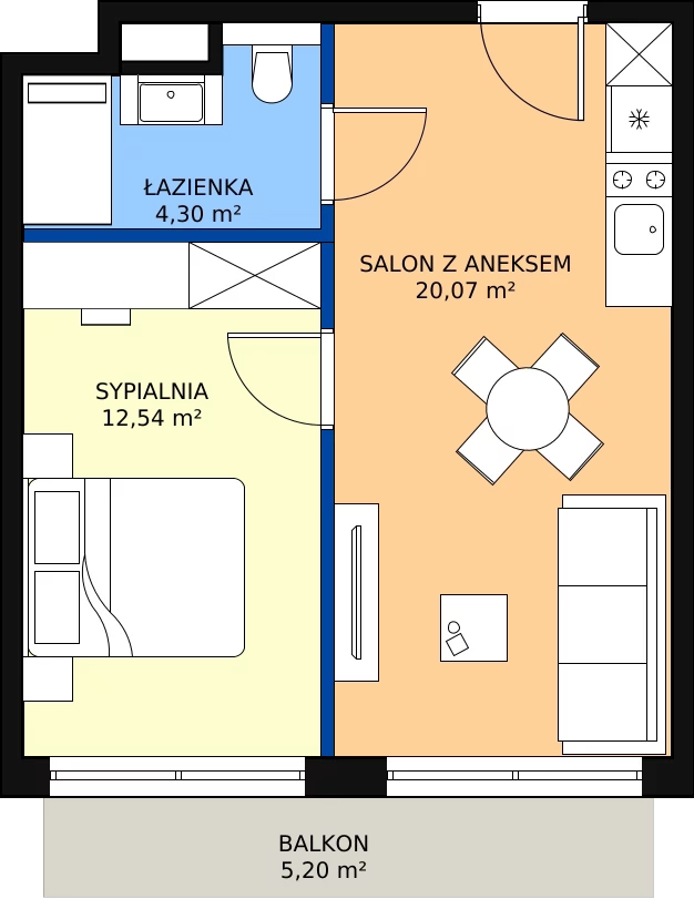 Zalety apartamentu inwestycyjnego 36.91 m², B_2_14