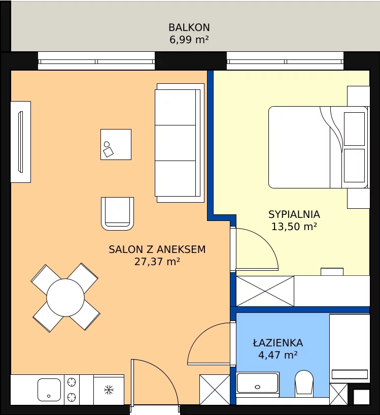 Zalety apartamentu inwestycyjnego 45.34 m², B_2_3