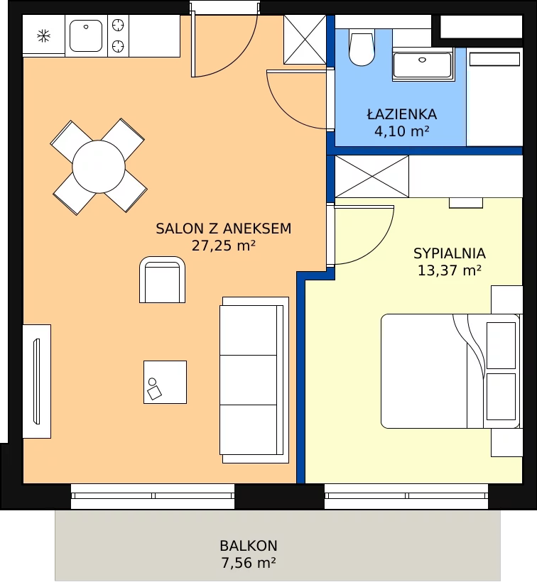 Zalety apartamentu inwestycyjnego 44.72 m², B_2_4