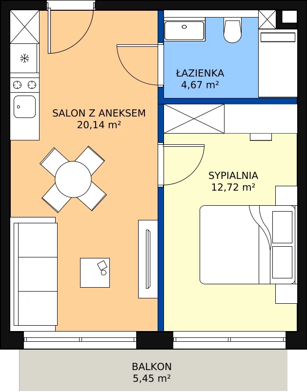 Zalety apartamentu inwestycyjnego 37.53 m², B_2_8
