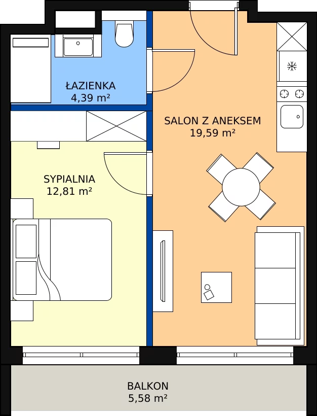 Zalety apartamentu inwestycyjnego 36.79 m², B_3_6