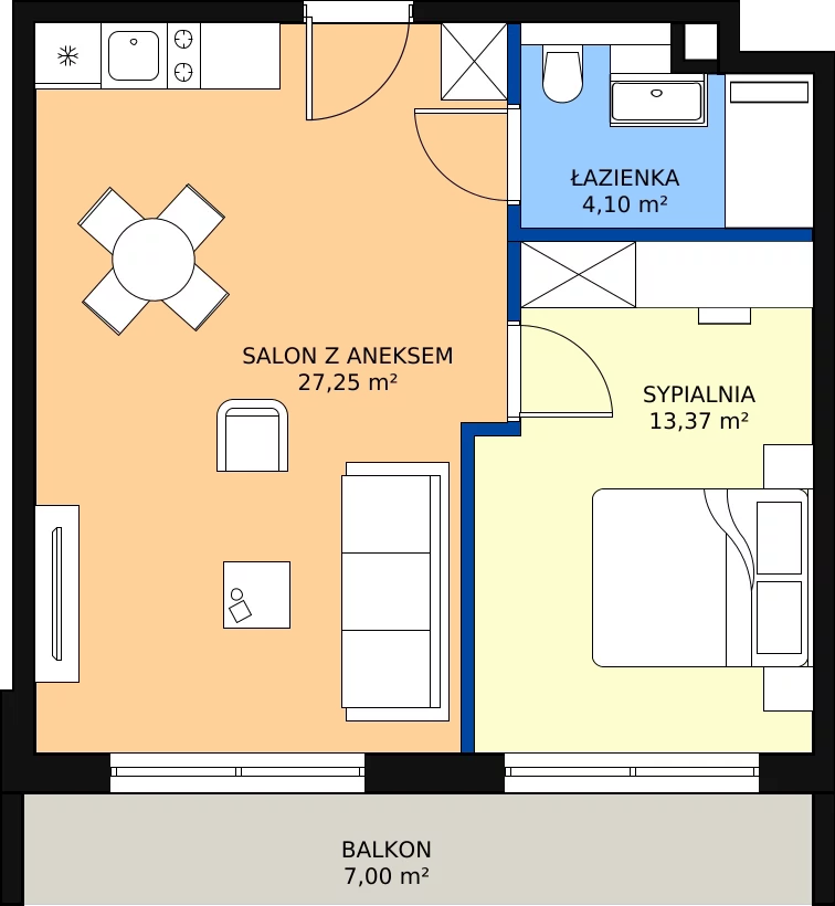 Zalety apartamentu inwestycyjnego 44.72 m², B_1_3