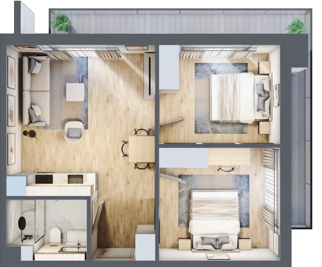3 pokoje, apartament inwestycyjny 53,08 m², piętro 3, oferta nr B_3_1, Anchoria Holiday, Mechelinki, ul. Wielopole 36
