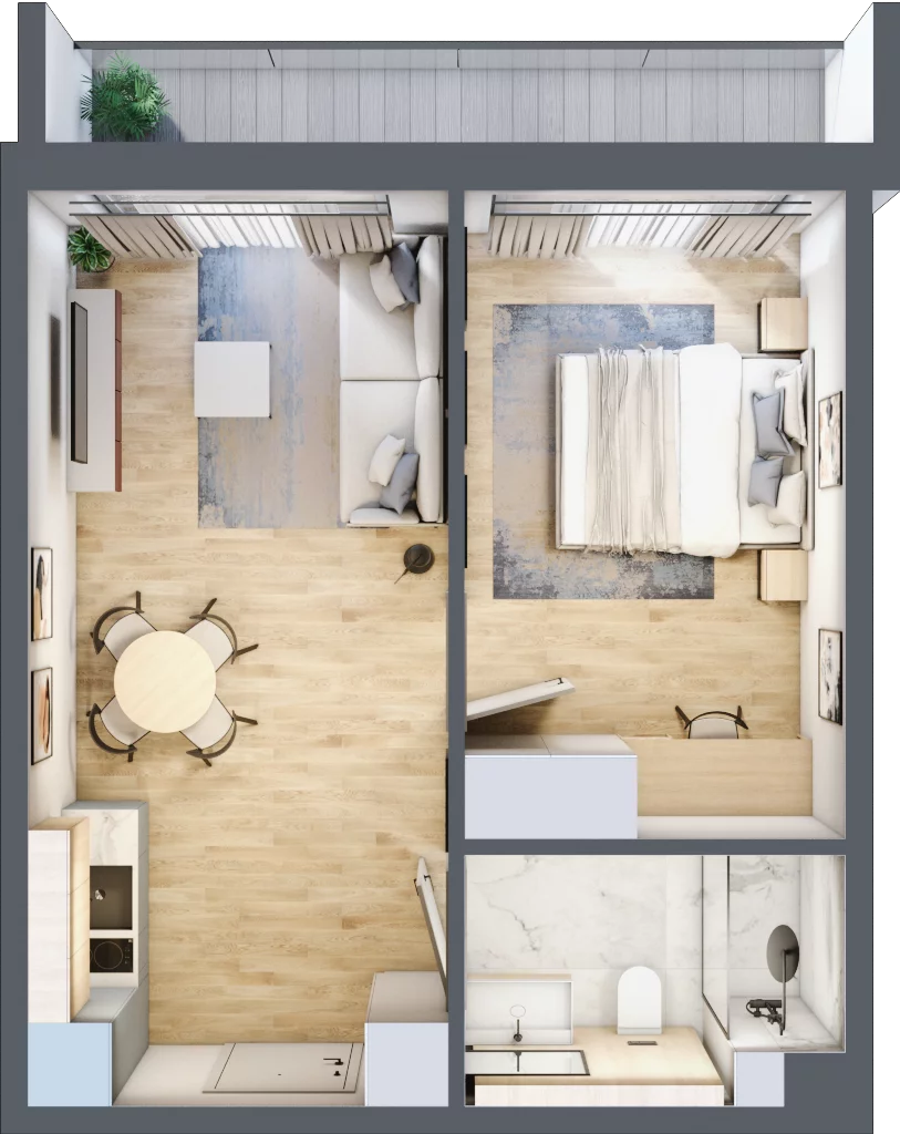2 pokoje, apartament inwestycyjny 37,58 m², piętro 3, oferta nr B_3_9, Anchoria Holiday, Mechelinki, ul. Wielopole 36