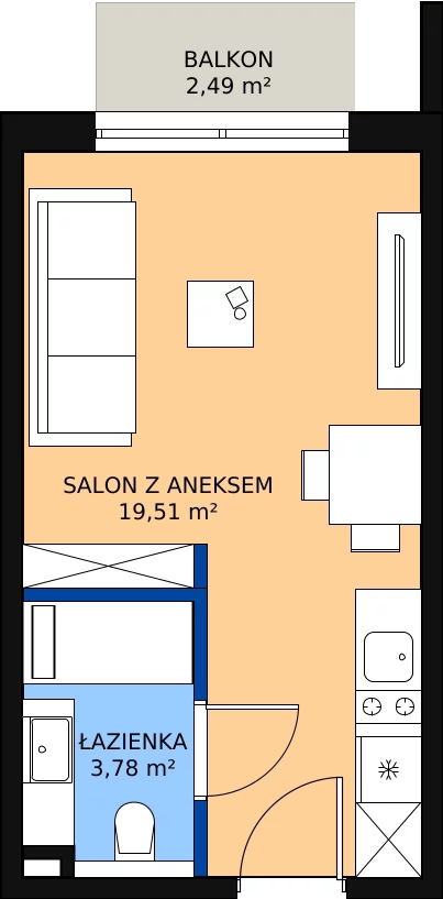 Zalety apartamentu inwestycyjnego 23.18 m², B_3_5