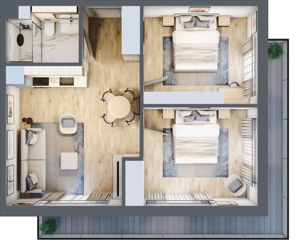 3 pokoje, apartament inwestycyjny 52,83 m², piętro 1, oferta nr B_1_1, Anchoria Holiday, Mechelinki, ul. Wielopole 36