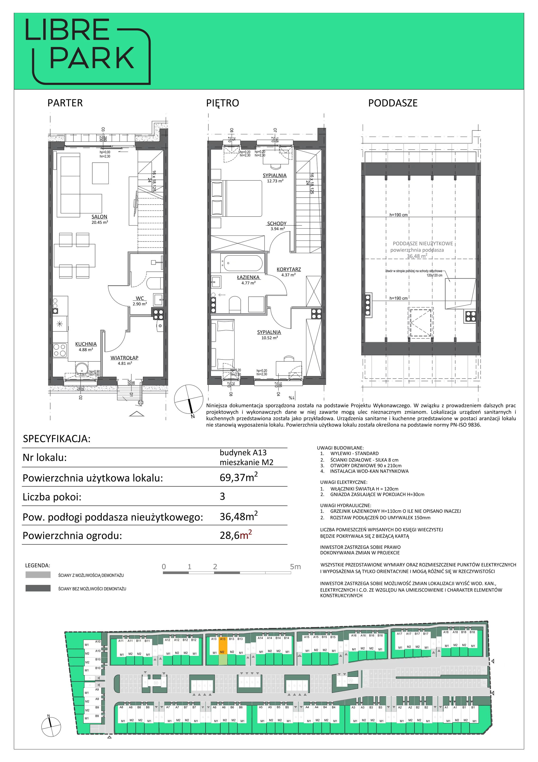 3 pokoje, mieszkanie 69,37 m², parter, oferta nr A13/M2, Libre Park - etap II, Kosakowo, ul. Dyniowa